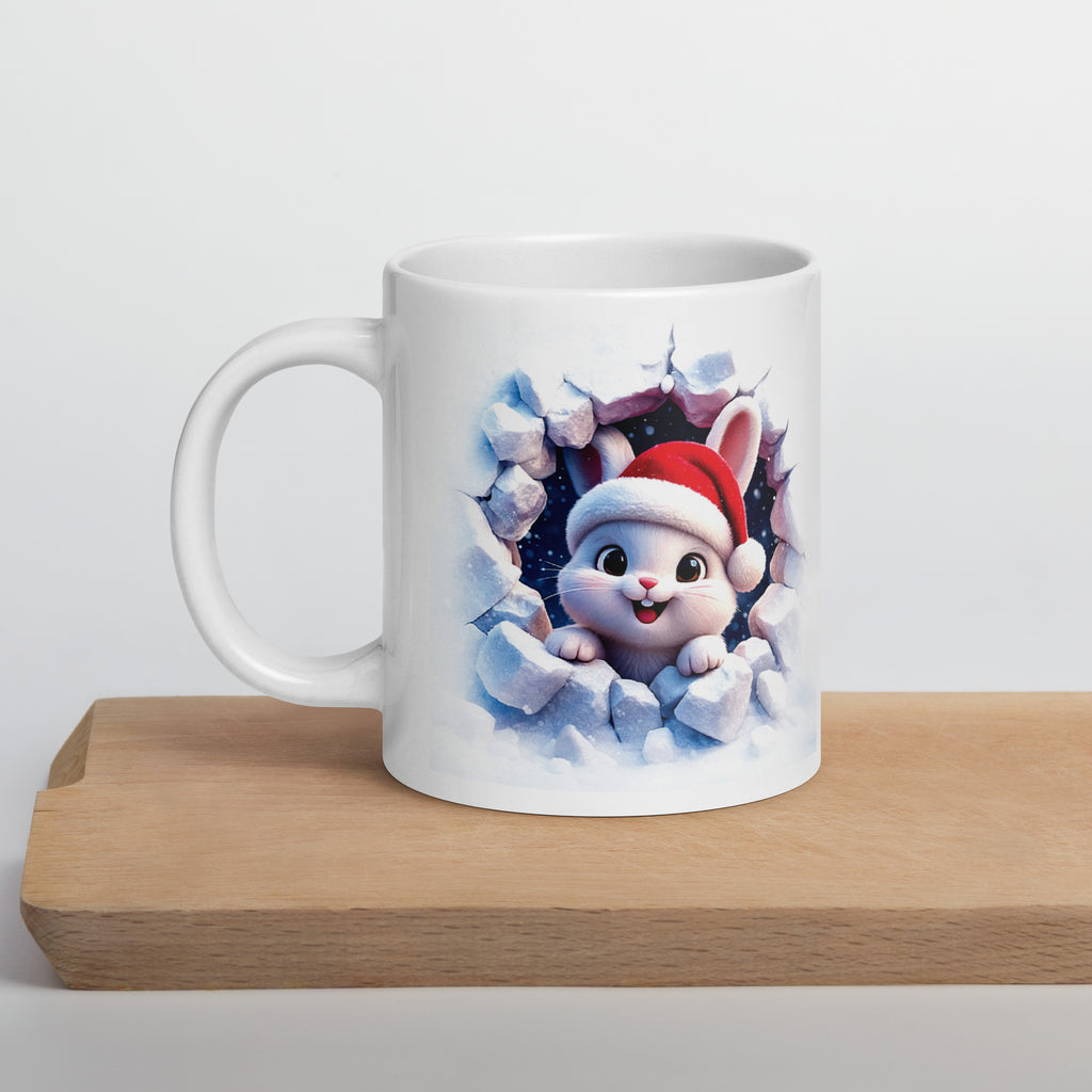 White glossy mug (Santa Rabbit / Happy Holidays)